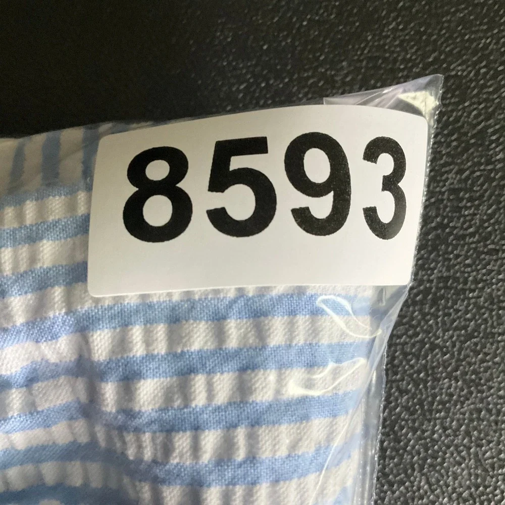 Crewcuts‎ Girls Blue White Stripe Seersucker Square Neck Button Front Top Sz 16